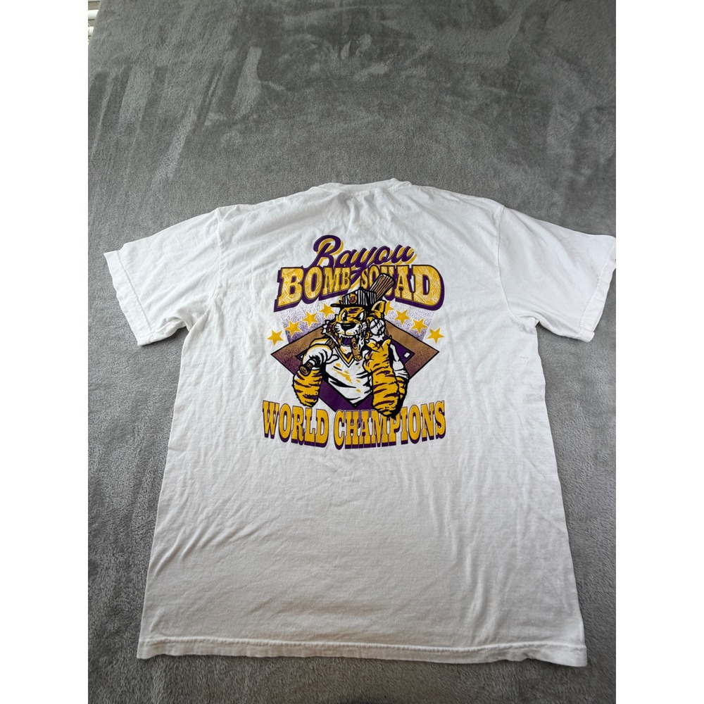 Comfort Colors Pocket T-Shirt Mens XL White Bayou Bomb Squad World Champions